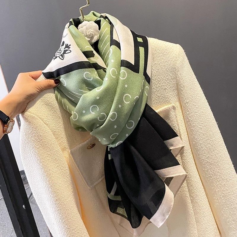 

Женский шарф, весенний и осенний хлопковый льняной шарф, корейская версия, весенне-осенний универсальный длинный шарф-шаль зелёный