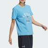 Adidas Printed Casual Round Neck Short Sleeve T-Shirt Women Tops Blue JN7771