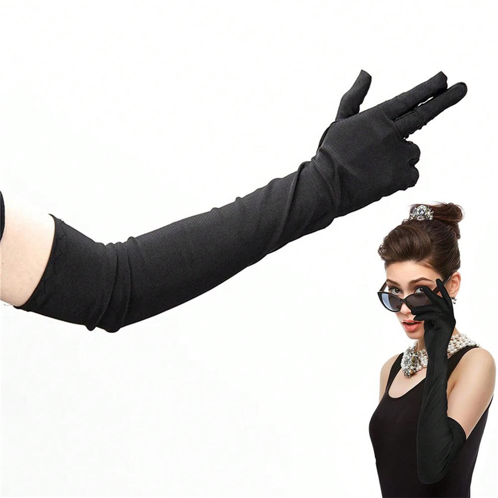 1 Pair Of Women's Extended Stretch Gloves Summer Thin Dance Performance Wedding Gloves Over The Elbow