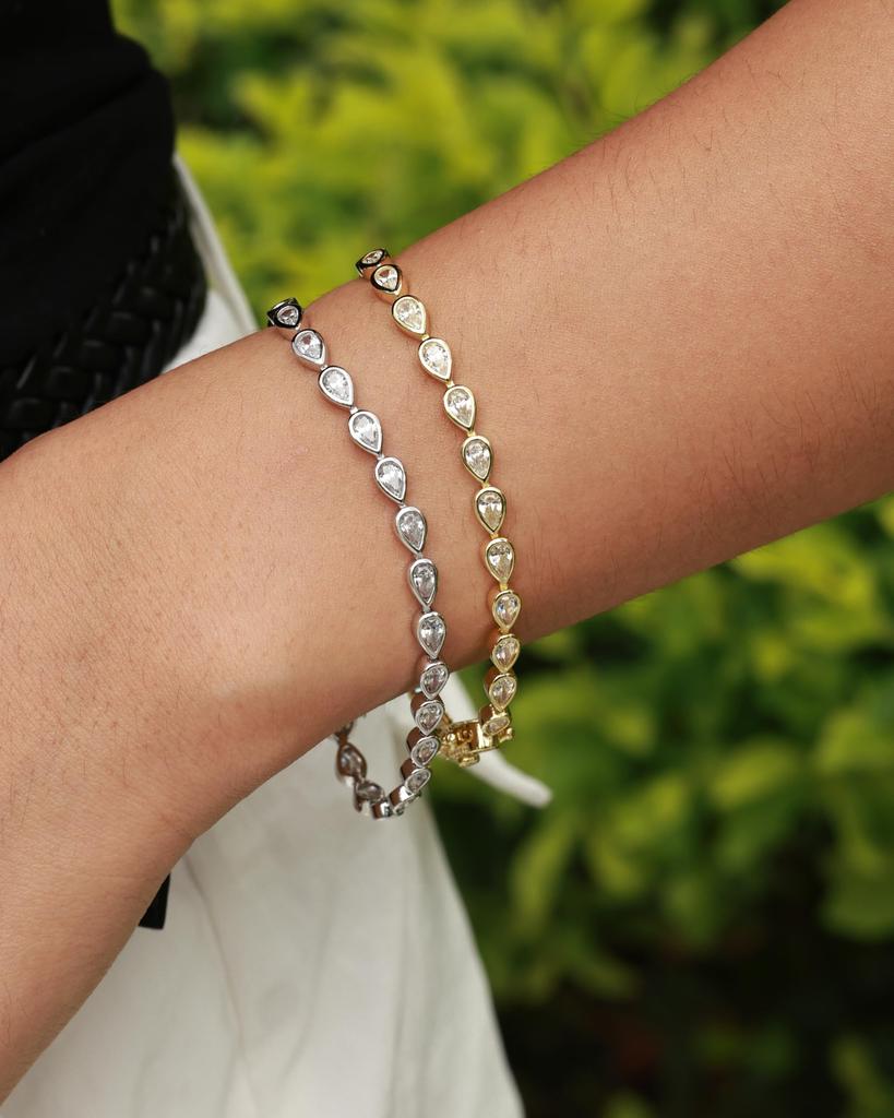 FANCIME Bracelet for Men and featuring 3mm Cubic 18cm and Silver with Gold and Tennis A classic perfect as a gift for or any special "Tearline" Women,