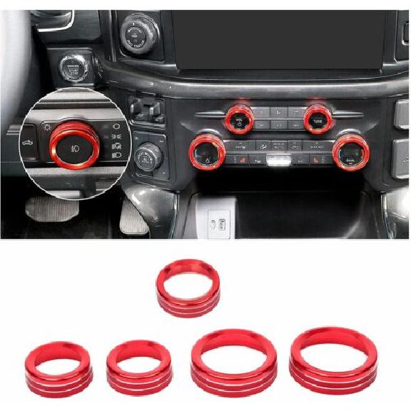 Красная декоративная накладка на ручку переключателя кондиционера/фар/радио для Ford F150
