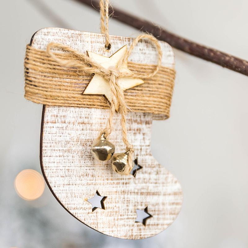 Wooden Christmas Tree Five Pointed Star Reindeer Socks Small Pendant Decoration Christmas Decoration Christmas Tree Pendant Matching