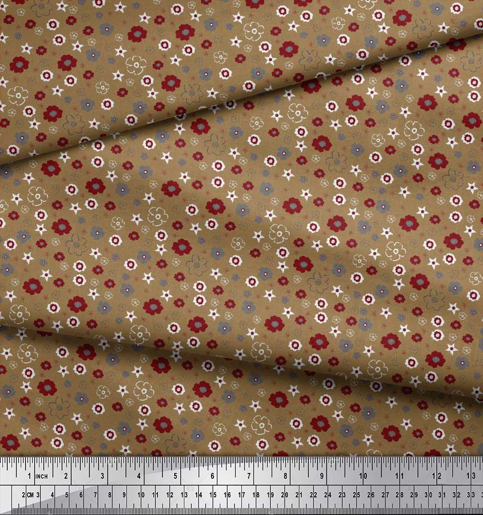 Soimoi Purple Japan Crepe Satin Fabric Flower Artistic Decor Fabric Printed Metre 42 Inch