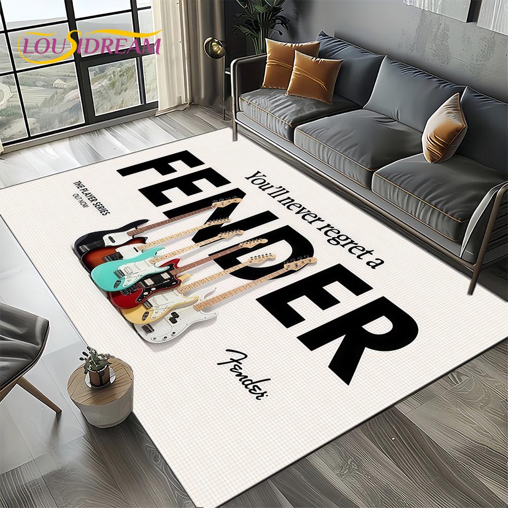 27 Style New 3D Fender Retro Guitar Instruments Music Carpet Rug for Living Room Bedroom Home Sofa Decoration,Non-slip Floor Mat