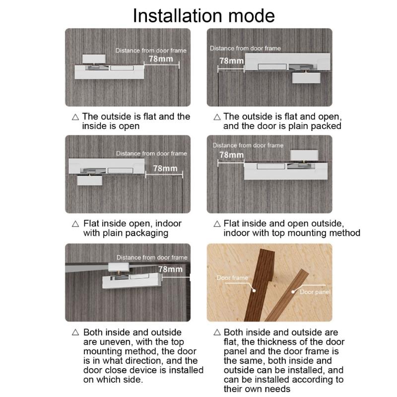 Tragbare, einstellbare Geschwindigkeit, Aluminium-Kunststoff-Pneumatik-Türschließer mit Schnappplatte, Heimzubehör für reibungslose Bedienung