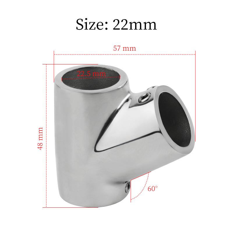 

AndyMarine Boat 22/25/32mm 60° Hand Rail Fitting 316 Stainless Steel Marine Tube Tee 3 Way Suit For boats/yachts/Car/Trailer 22mm