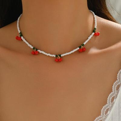 Collana di Perle di Riso Ciliegia Stile Coreano per Donna - Dolce, Versatile, Catena Clavicola Cool, Design Carino da Ragazza