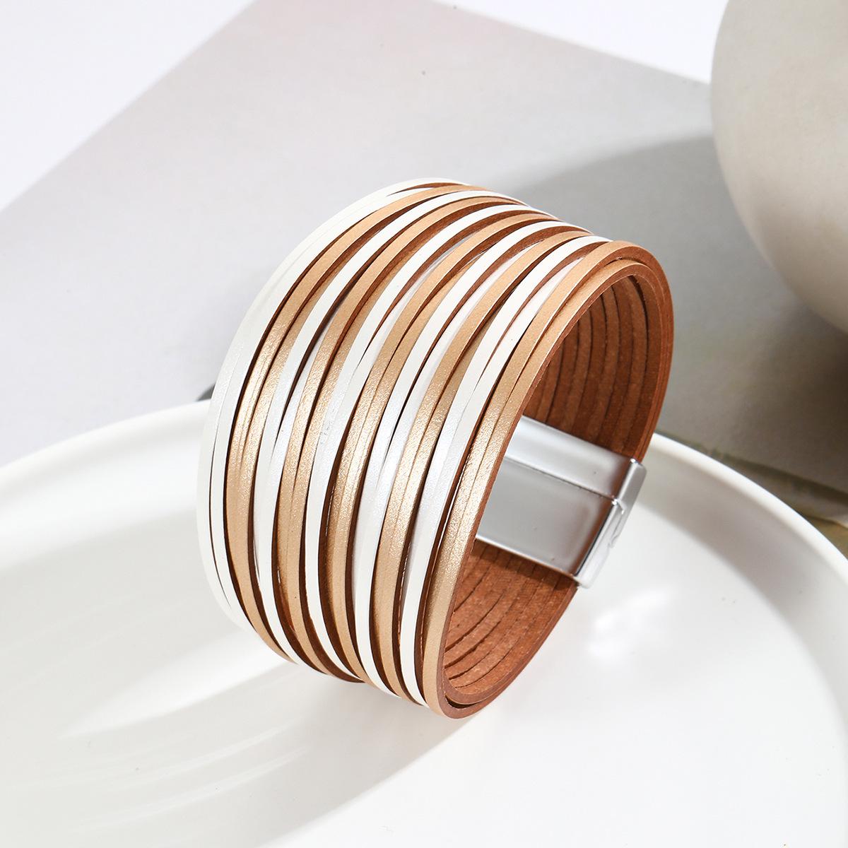 Градиентный многослойный женский браслет из ПУ кожи с магнитной застежкой