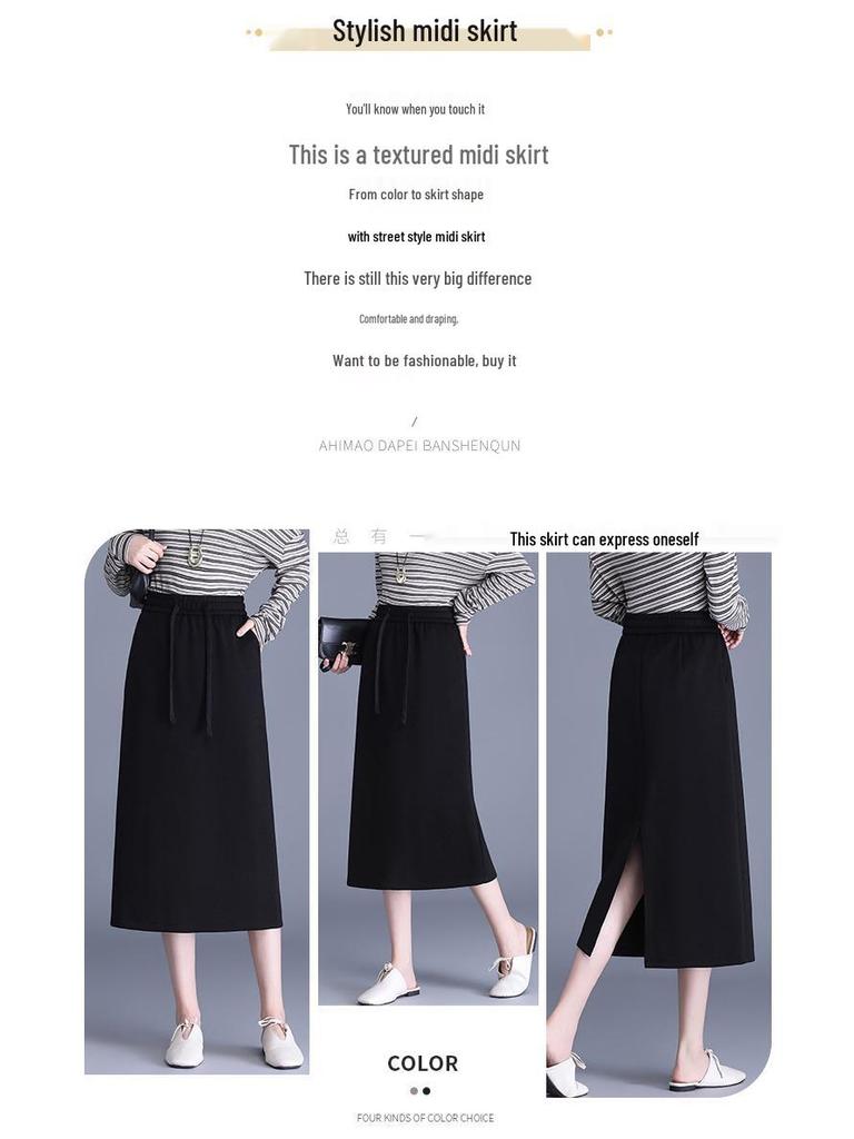 Drapey Commute Slimming Black Pencil Midi Skirt - Spring 2026 Collection