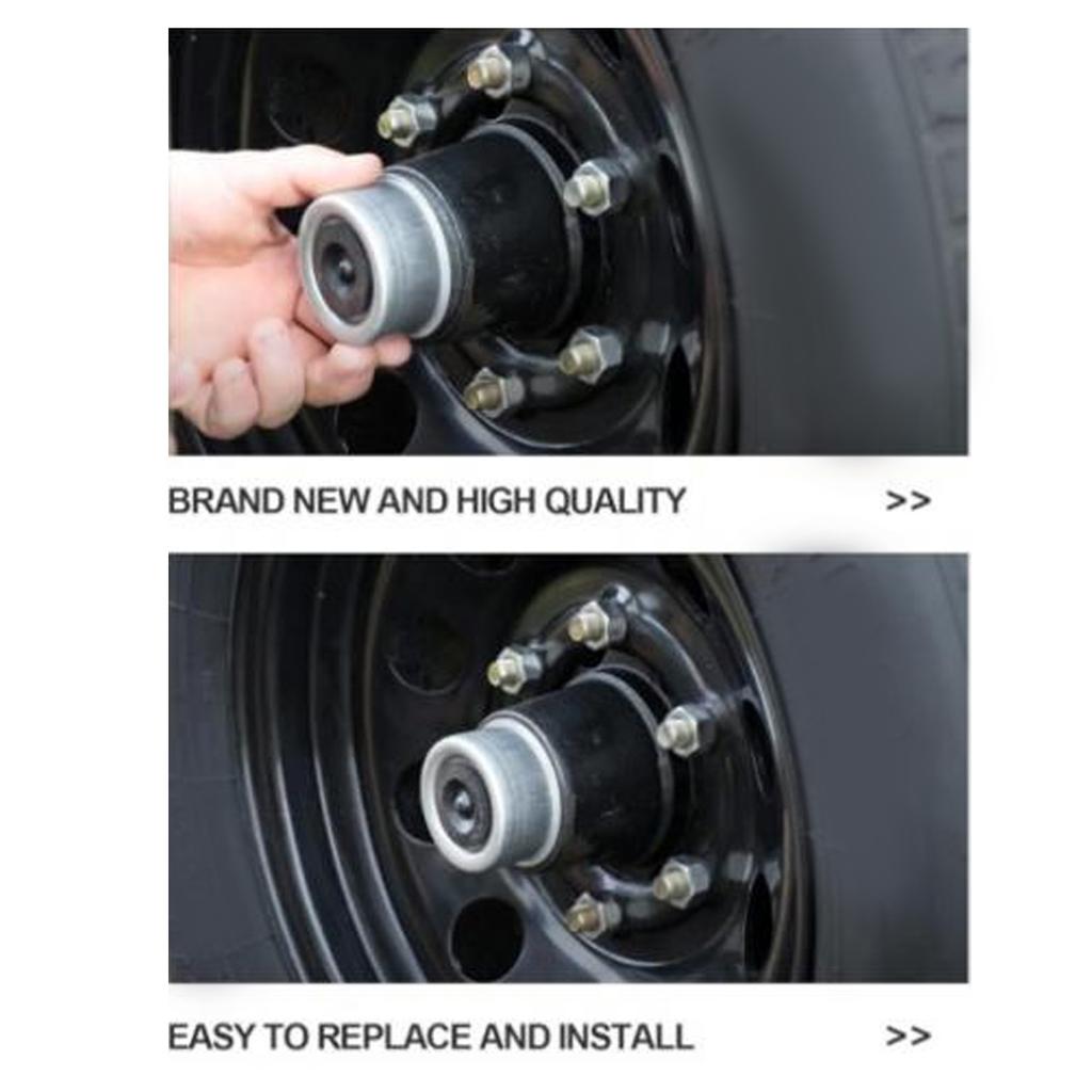 4 Set Trailer Hub Bearing Dust Caps Trailer Axle Dust Cap Wheel Center Caps Grease Covers with 8 Rubber Plugs for Camper RV Boat 2.72in 7000‑8000 Lbs