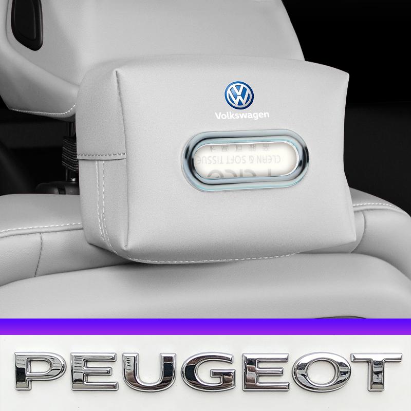 Car Seat Back Tissue Box Auto Leather Tissue Holder Valve Cap For VW Golf Amarok T5 Phaeton Teramont ID3 Tiguan T-Cross Passat M Ze2