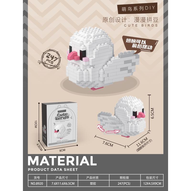 Cute Colorful Parrot Small Particle Building Block Micro Blocks Toys Sets Animals 3D Models Ornament Gifts