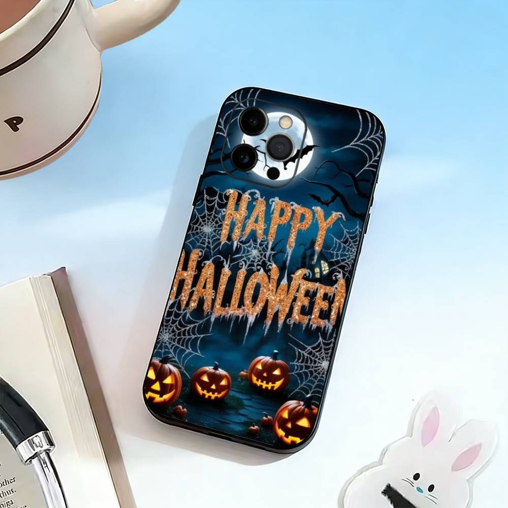 Halloween-HH  Phone Case For iPhone 17,16,15,14,13,12,11 Plus,Pro Max,XS,Soft Silicone Black Cover
