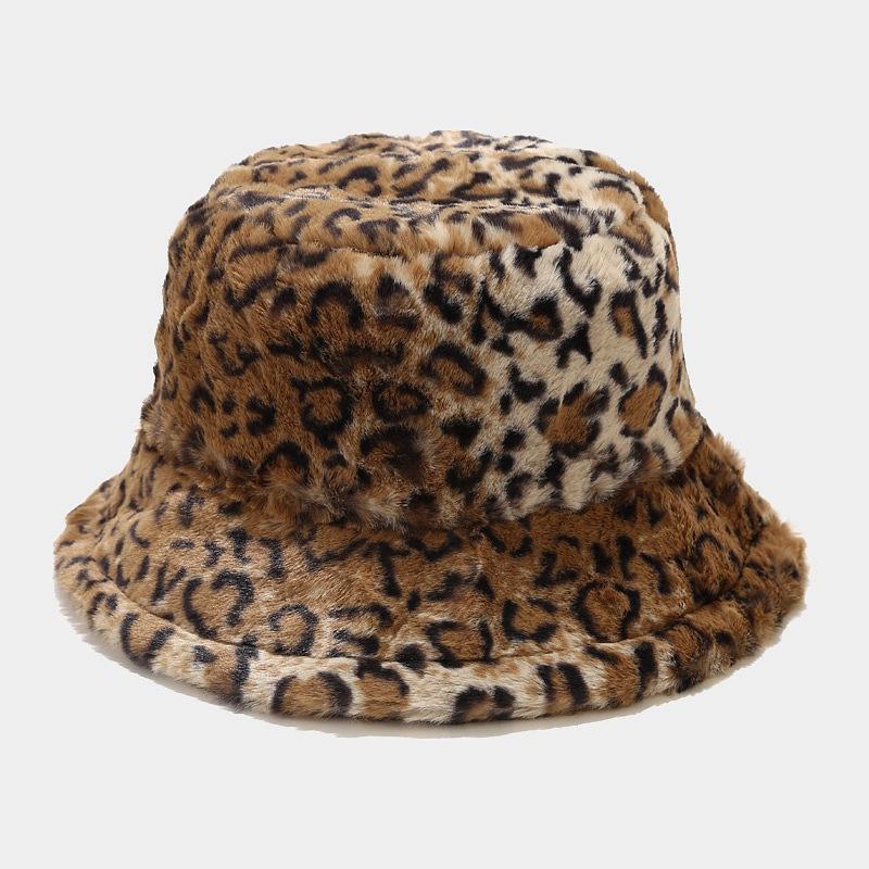 Autumn and Winter Hat Women's European and American Splicing Leopard Print Bucket Hat Outdoor Leisure Sunscreen Visor Trendy Basin Hat Wholesale