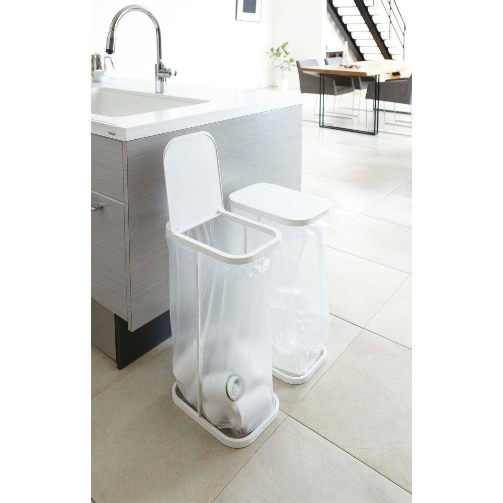 Yamazaki Jitsugyo (YAMAZAKI) Trash Can Set of 3 Garbage Bag Holder with Lid Separation Slim Kitchen Luce White 7552 3SET