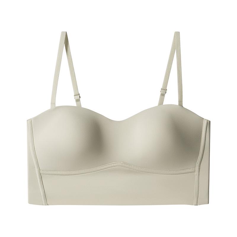 

Бесшовный французский бюстгальтер без бретелек Ice Silk - удобный, с красивой спиной, тонкий и сексуальный, цельное летнее нижнее белье XL (80C/85AB) зелёный