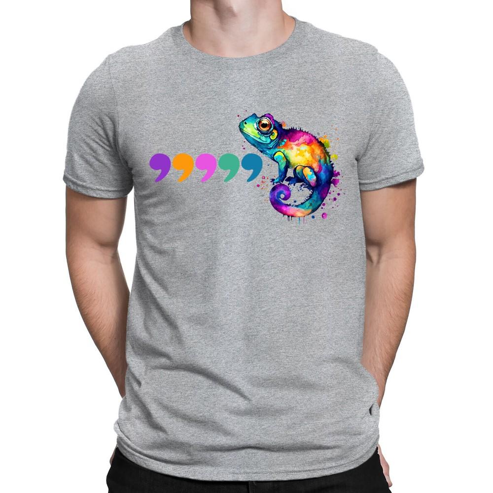 

Funny Grammar Comma Chameleon Meme Joke Retro Vintage Mens Womens T-Shirts #D L