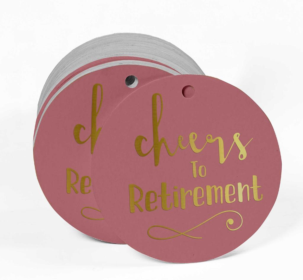 Inkdotpot Pack Of 100 Real Gold Foil Paper Tags Cheers To Retirement Favor Hang