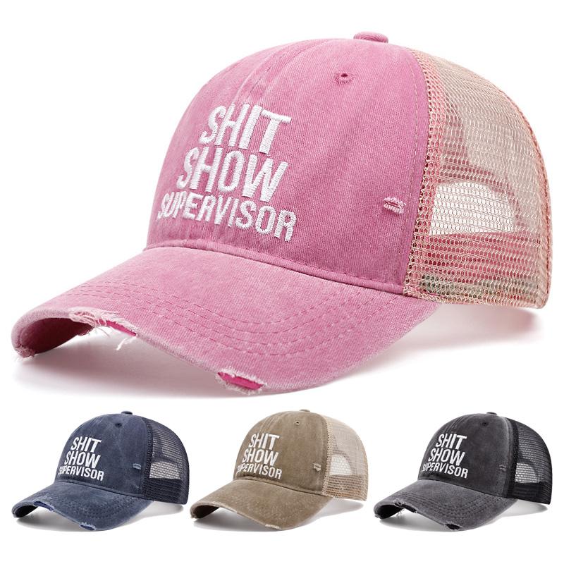 Baseball Wash Stitched Stitching Embroidered Supervisor Show Shit Neutral Gender Women Men For Caps Spring And Autumn Outdoor Adjustable Casual