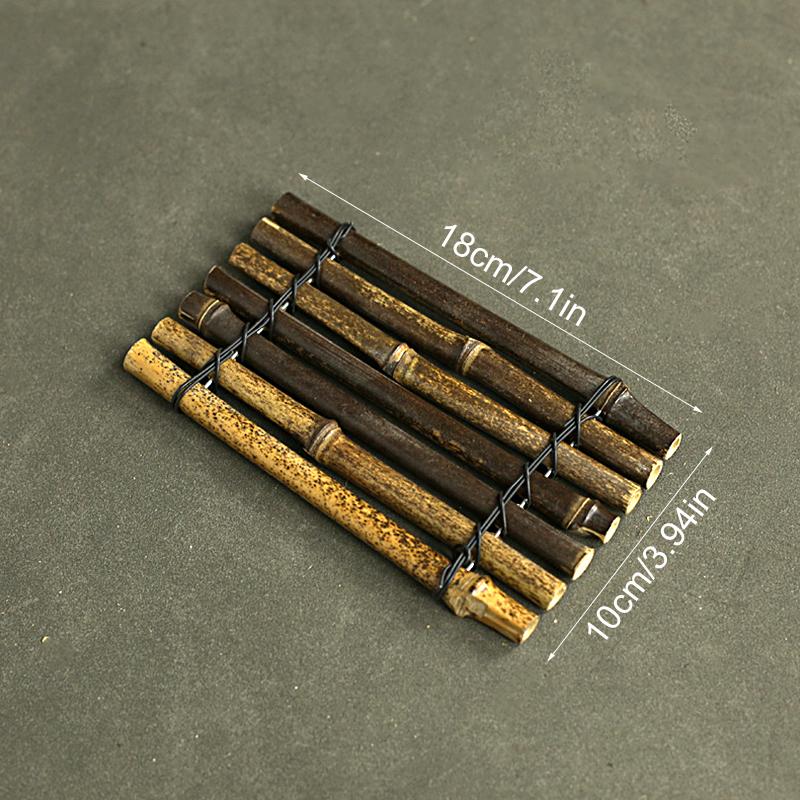 1PC Table Mat Unique Tea Cup Mat Natural Sushi Decorative Plate Tea Ceremony Pattern Color Natural Random