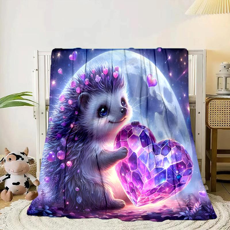 Sleepy Hedgehog Dreams Blanket Flannel Blanket for bed, sofa, Camping, Hiking, Picnic Essentials, gift for family Fan gifts