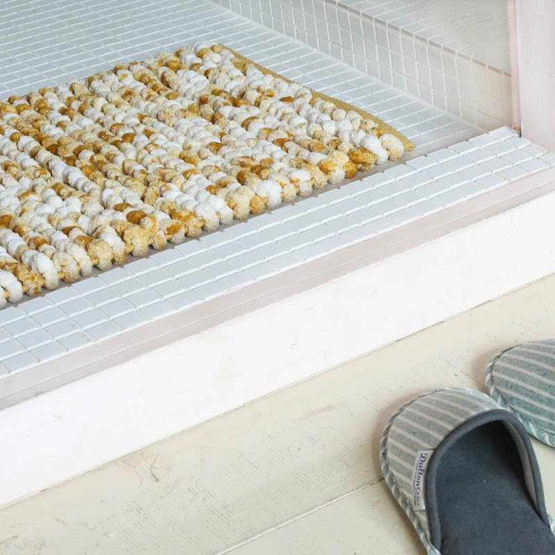 Dulton Chenille Handloom Mat 400 X 600mm Yellow Comfortable To the Touch Bath Mat Foot Towel Handwoven Yellow White RN-0496-60YL