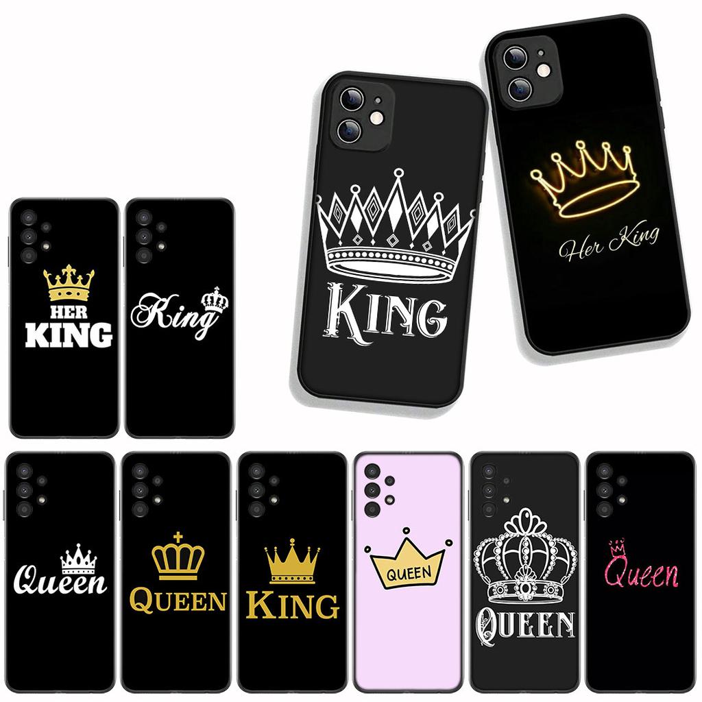 For Samsung Galaxy A55 A54 A25 A36 A17 A26 A35 A33 A34 A14 A37 S8 S9 S20 S21 FE S10 Plus Case Queen King Couple Novelty Fundas