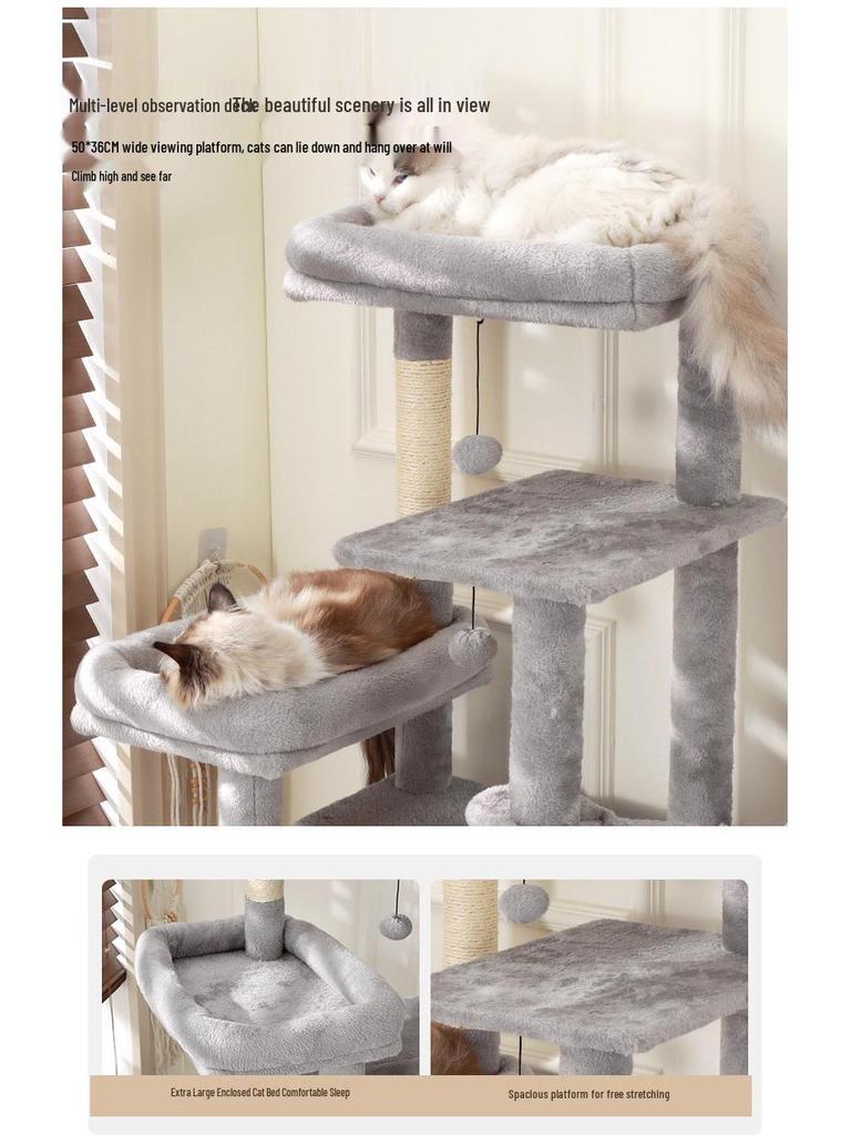 Compact Cross-Border Cat Climbing Frame: Large Cat Tree with Integrated Cat Nest, Space-Saving Design, Foreign Style