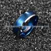 Men's Blue Electroplated 8mm Curved Tungsten Ring, Brushed Finish, Available in US Sizes 7-12