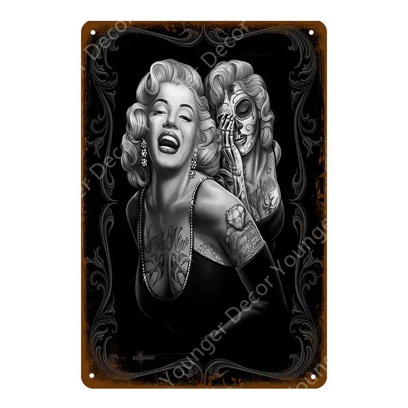 Vintage Retro Sexy Dame Pin Up Girl Malerei Blechschilder Metall Poster Wandaufkleber Bar Kaffeehaus Club Heimdekoration YI-076