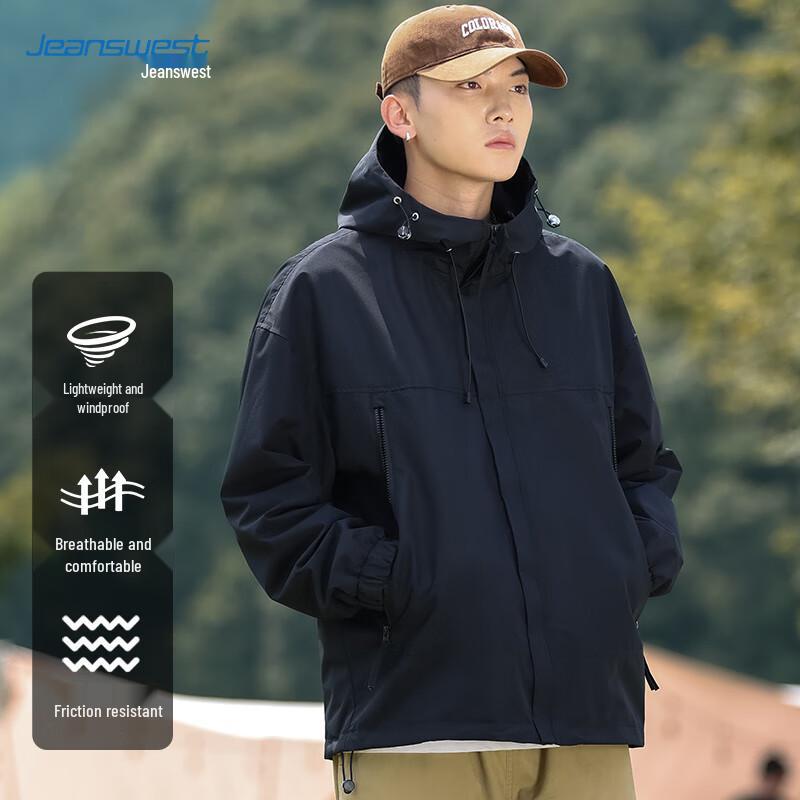 JEANSWEST Men's Outdoor Hooded Windproof Jacket