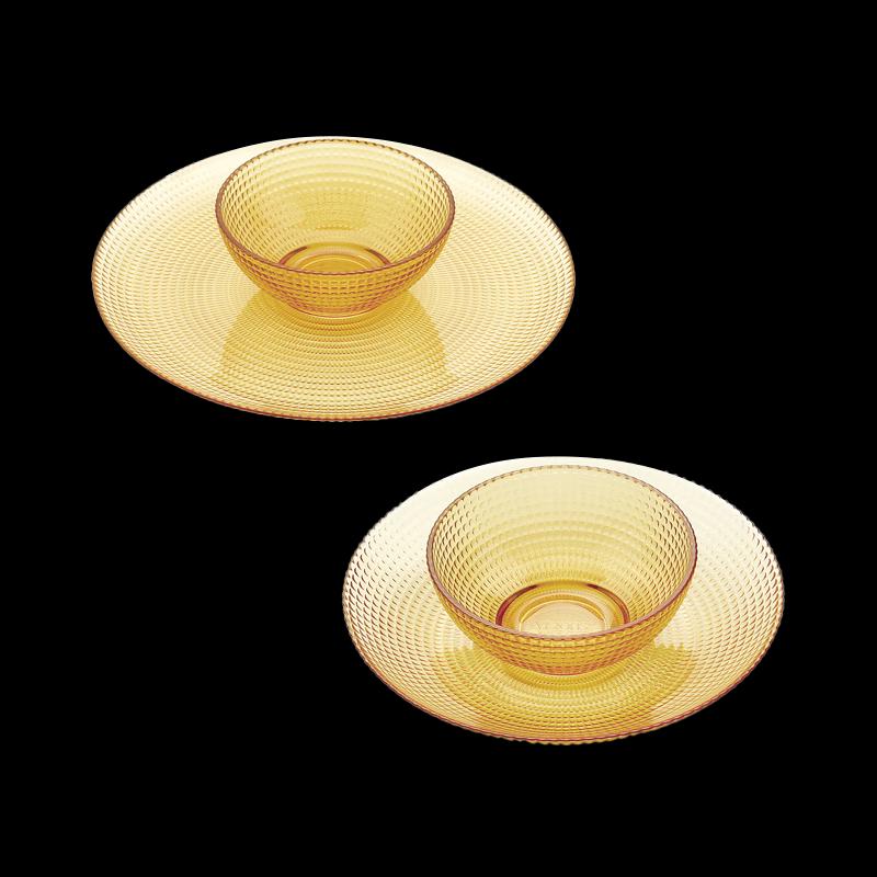 VISIONS Corning Amber Glass 4-Piece Dinnerware Set