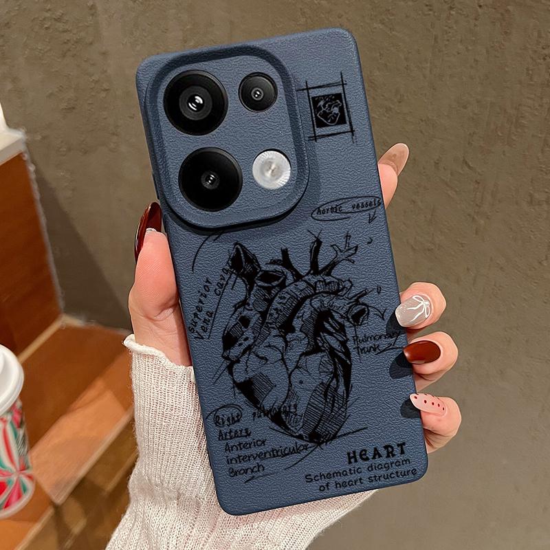 

Мягкий матовый чехол с рисунком сердца для Xiaomi 13T Pro Poco X7 X6 M6 Pro Redmi Note 14 Pro 13 12 11 TPU кожаная текстура противоударный тонкий чехол для телефона Redmi Note 13 4G синий