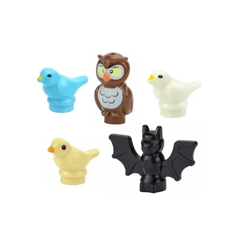 MOC Tier Szene Bausteine Katzen Hunde Schafe Schweine Hühner Adler Papageien Delfin Zoo Rahmen Zubehör DIY Spielzeug Steine T14