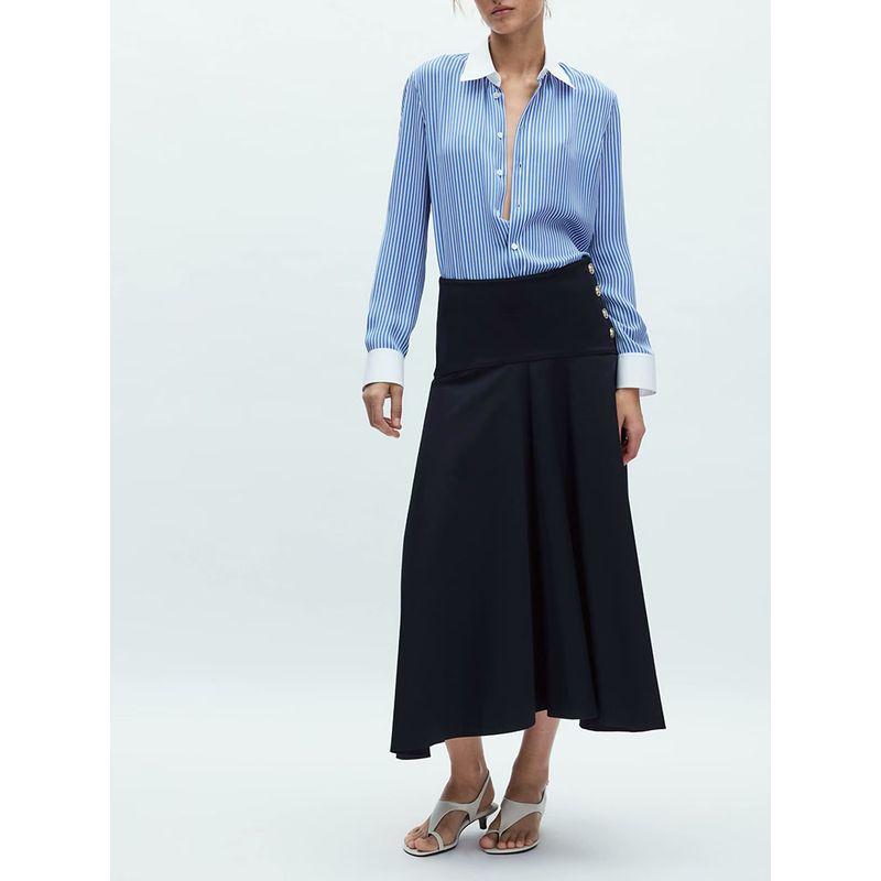 Za2025 Spring New Women Clothes Casual All-matching Color Matching Stripe Lapel Long Sleeve Shirts 2586039 044