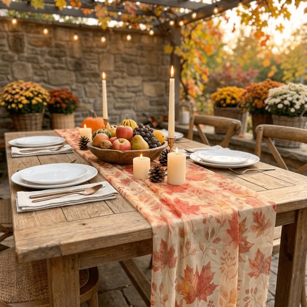 Tulle Fall Table Decor Sheer Table Flag Chair Decoration Thanksgiving Tablecloth Home Party
