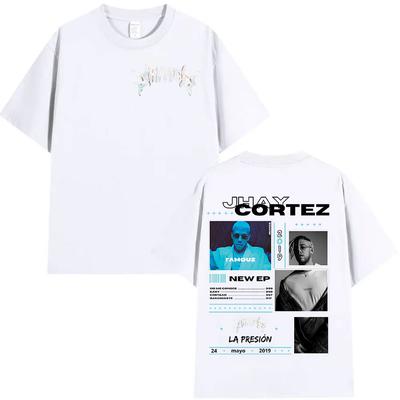 Rapper JHAY CORTEZ LA PRESION New Album T Shirt Unisexs Women Hip Hop Fashion  Short Sleeve Tshirts Retro Street Clothing Tshirt