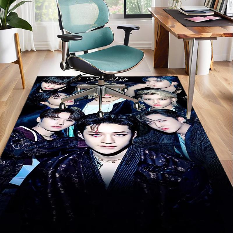 K-pop Group Stray Office Rug Chair Mat, Game Carpet, Suitable for Front Door, Bedroom, Living Room, Desk, Holiday Gift