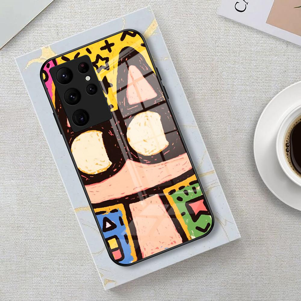 Cats Gathering Crayon Phone Case For Samsung S25 Edge Ultra 23 22 21 20 Ultra Plus S24 Fe A54 53 25 Glass Cover