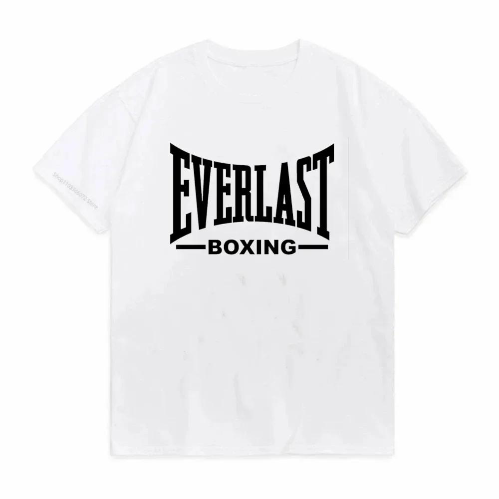 Summer Cotton T-shirt O-collar EVERLAST Boxing Print Summer Harajuku Streetwear Trendy Men's T-shirt Top