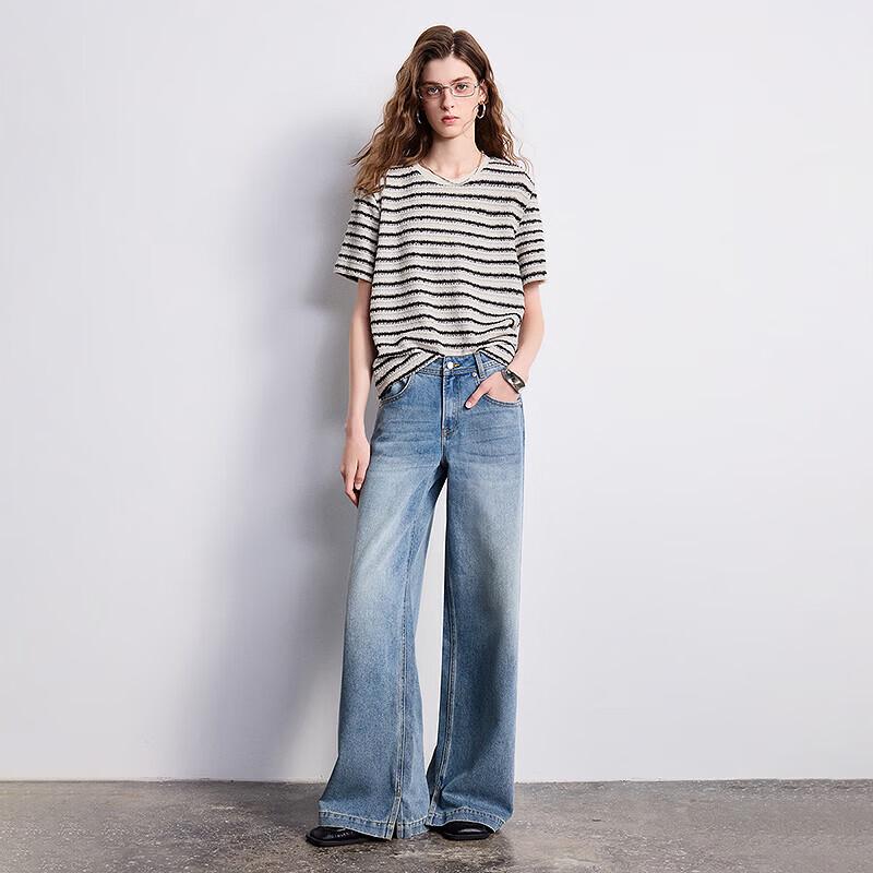 Chuyu Women's Striped Round Neck T-Shirt