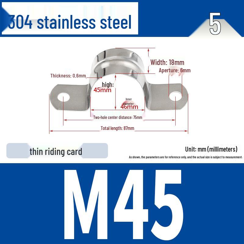 304 Stainless Steel U-Bolt Pipe Clamp Bracket - Pipe & Hose Clip Snap-on Hoop