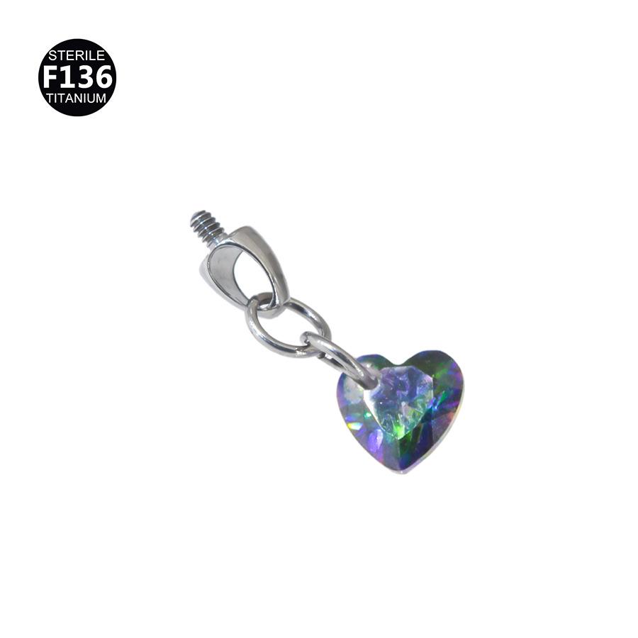 F136 Titanium Teardrop Bullet Head Lip Stud with Crystal Zircon Pendant for Ear Cartilage Piercing