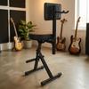 Height-Adjustable Guitar Stool with Backrest Foldable Anti-Slip
