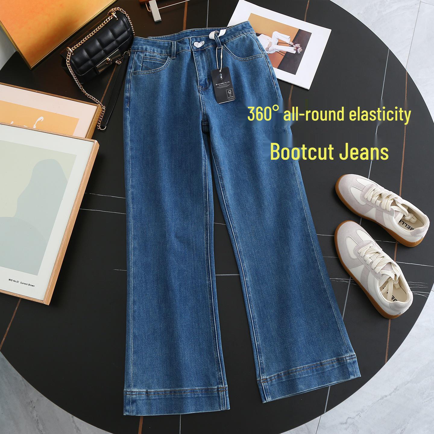 

A42 Women s High-Waisted Slim Micro-Flare Jeans, Perfect for Autumn - Special Offer, No Returns or Exchanges. Large синий