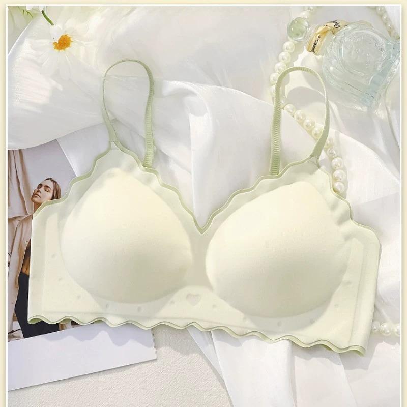 Women Seamless Invisible Thin Wireless Comfortable Push Up Sleep Bra With Thin Straps