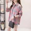 Autumn Plaid Shirts Womens Blouses Thin and Versatile Casual Student Plus Size Outerwear Shirt
