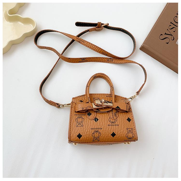 Korean Style Cartoon Bear Kids' Shoulder Bag - Cute Print Handbag & Coin Purse