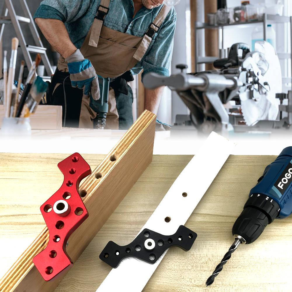 Holzbearbeitung 6/8/10mm Vertikales Taschenloch-Bohrschablone Selbstzentrierender Dübelbohrführung Stift-Befestigung Gleitende Bohr-Stanzführung Set