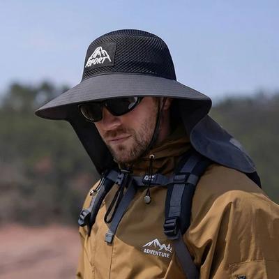 Unisex Wide Brim Bucket Hats Quick-Drying Neck Protection Fishing Hat Lightweight Breathable Panama Hat Summer